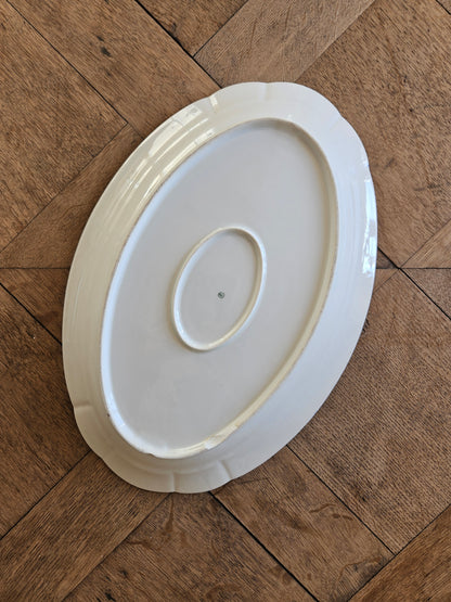 Plat ovale vintage en porcelaine, bouquets de fleurs