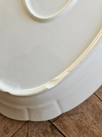 Plat ovale vintage en porcelaine, bouquets de fleurs