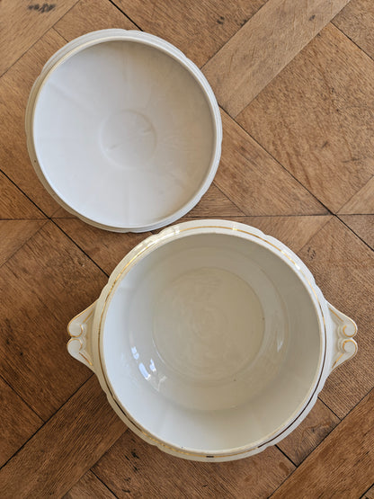 Légumier vintage en porcelaine, bouquets de fleurs