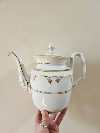 Service à thé en porcelaine, blanc & doré