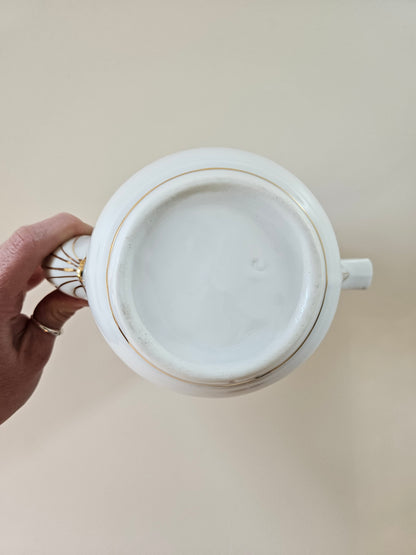 Service à thé en porcelaine, blanc & doré