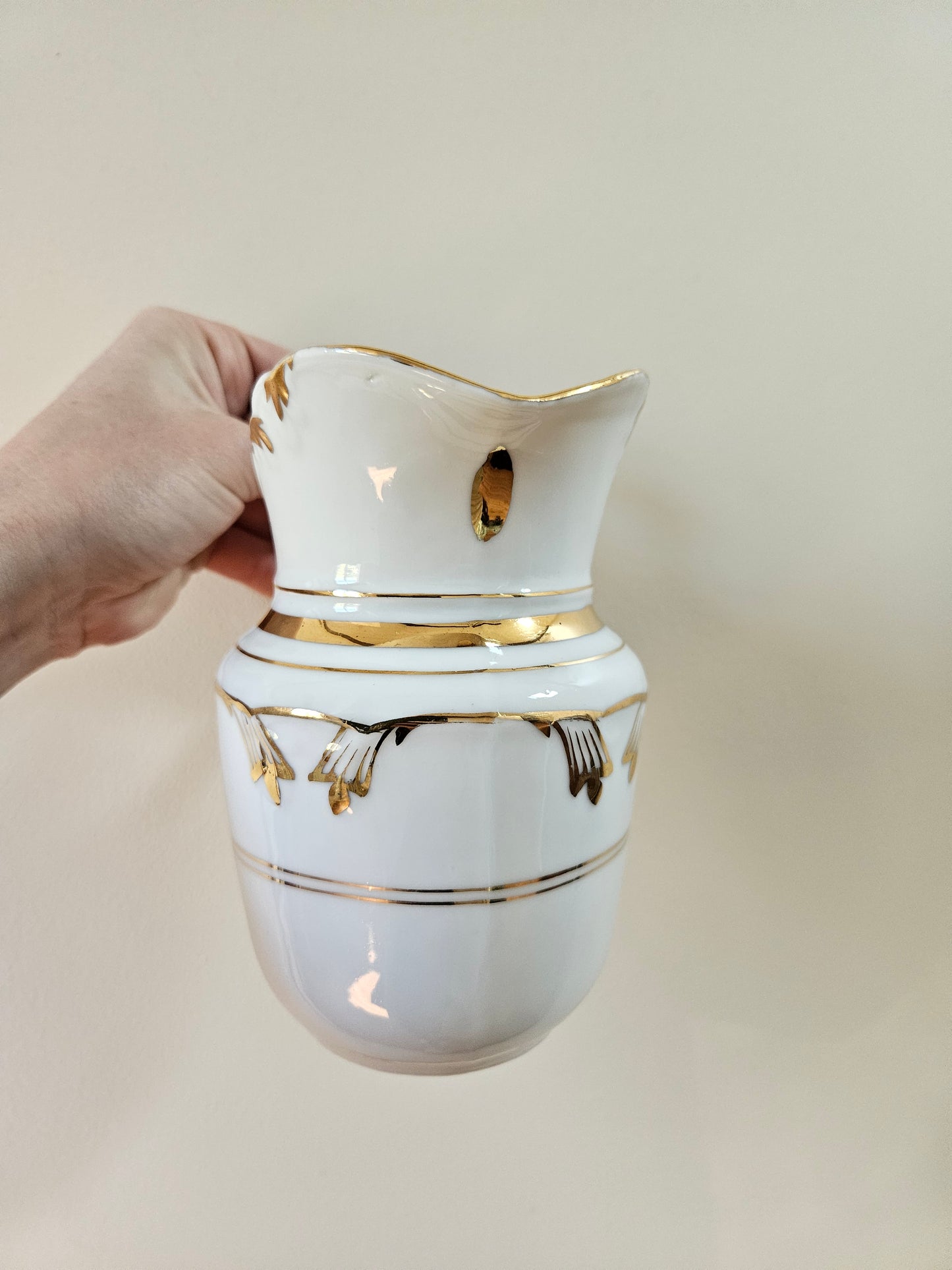 Service à thé en porcelaine, blanc & doré