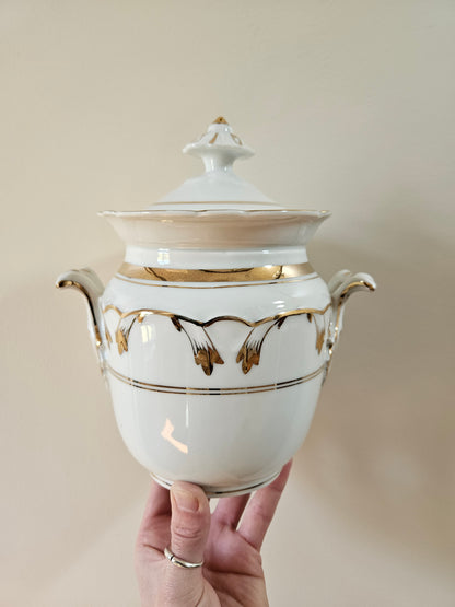 Service à thé en porcelaine, blanc & doré