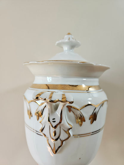 Service à thé en porcelaine, blanc & doré