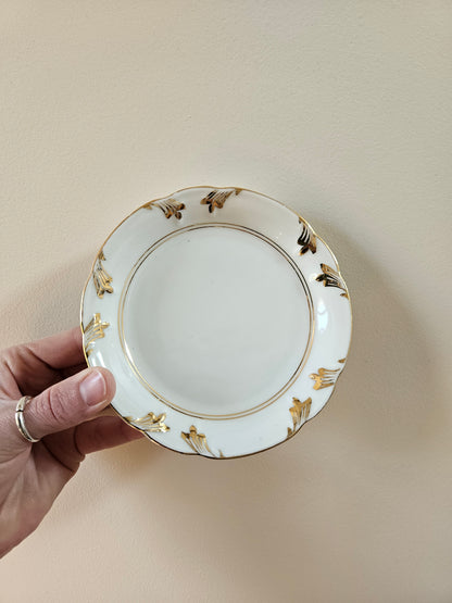 Service à thé en porcelaine, blanc & doré