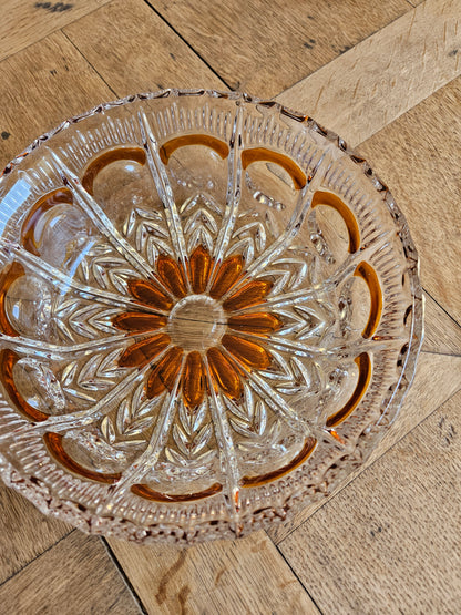Saladier vintage en cristal, orangé