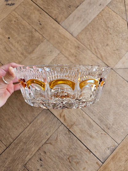 Saladier vintage en cristal, orangé