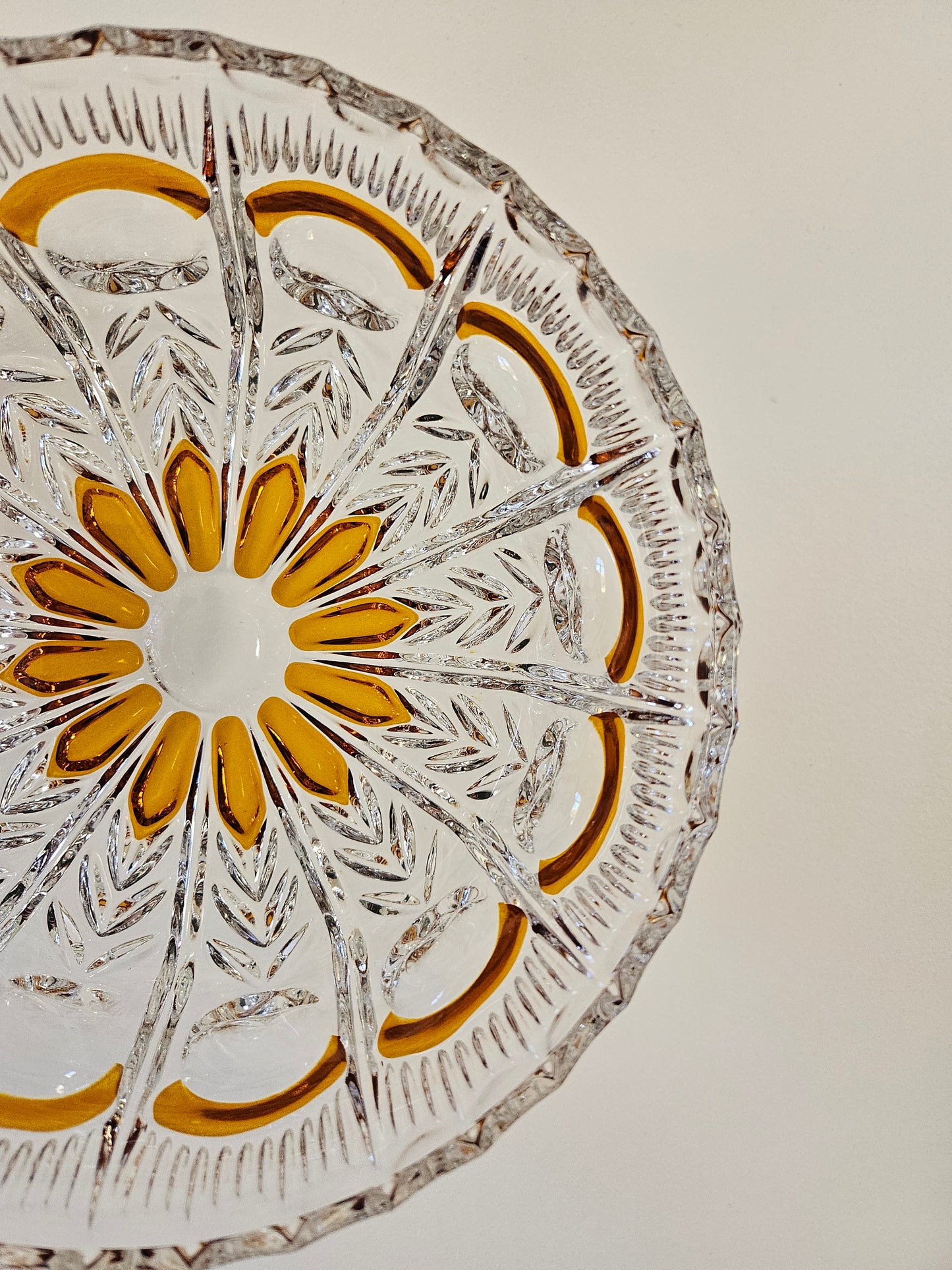 Saladier vintage en cristal, orangé