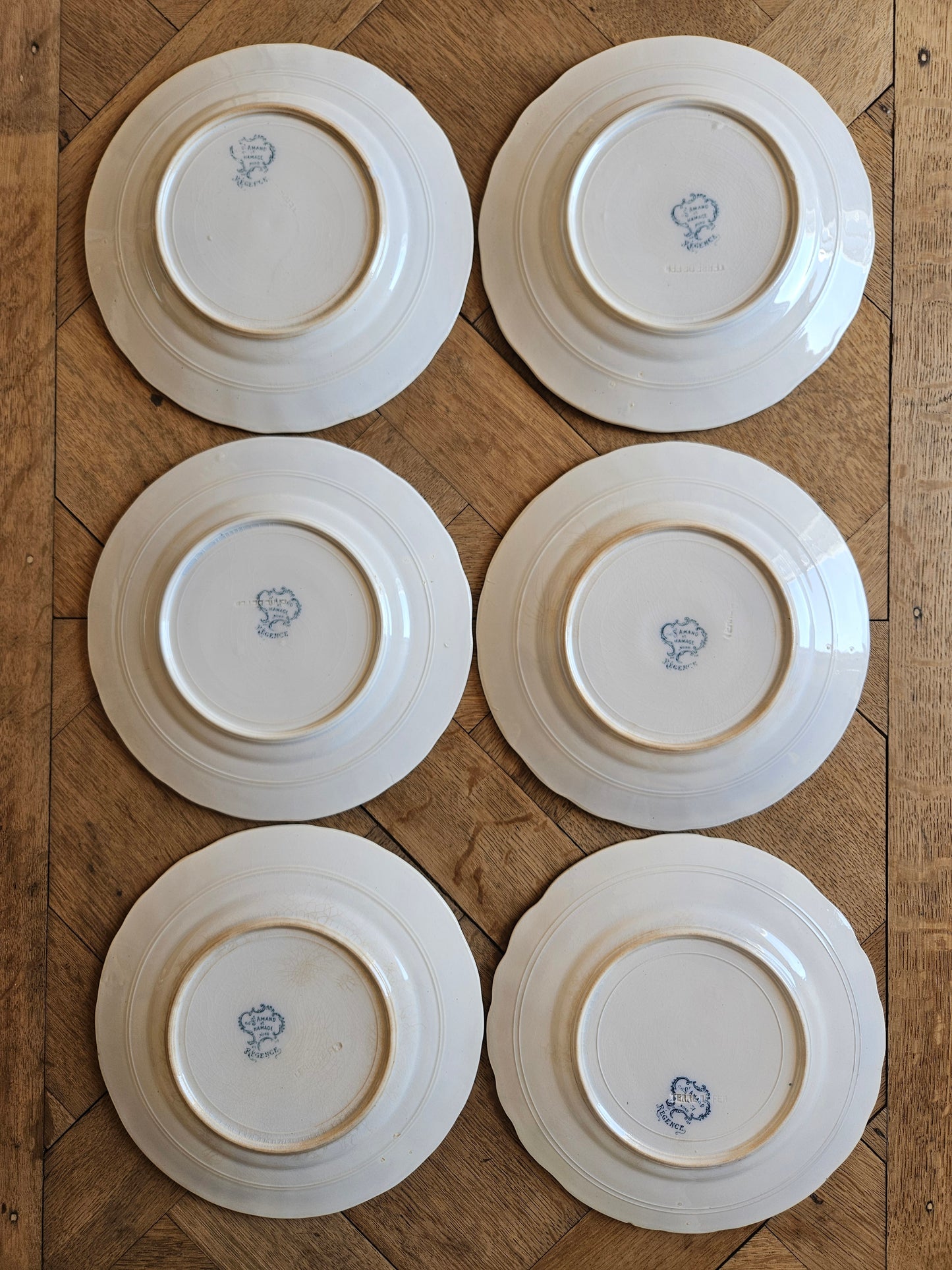 6 assiettes à dessert St Amand, Régence