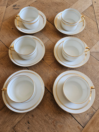 6 tasses porcelaine liseré doré