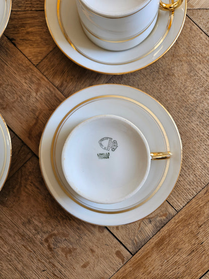 6 tasses porcelaine liseré doré