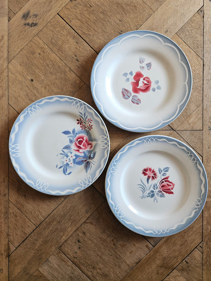 Assiettes plates dépareillées Digoin