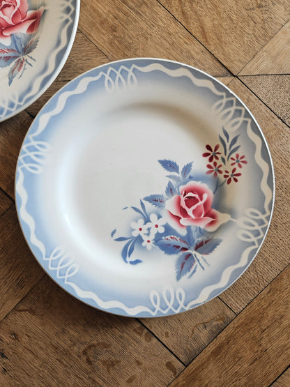 Assiettes plates dépareillées Digoin
