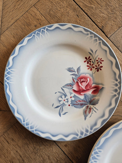 Assiettes plates dépareillées Digoin
