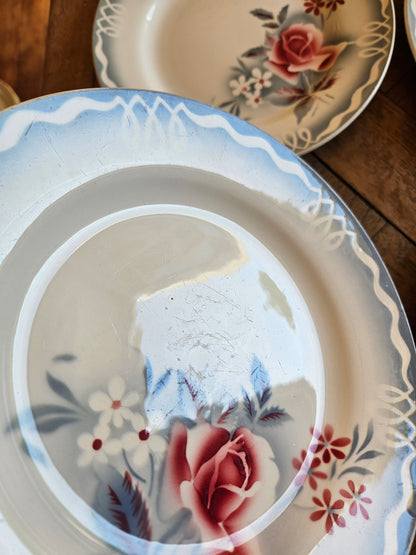 Assiettes plates rétro Digoin, Olga