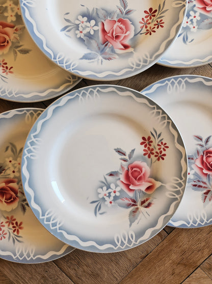 Assiettes plates rétro Digoin, Olga