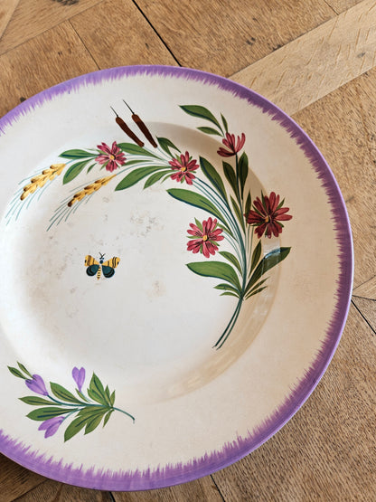 Plat rond Sarreguemines, liseré violet