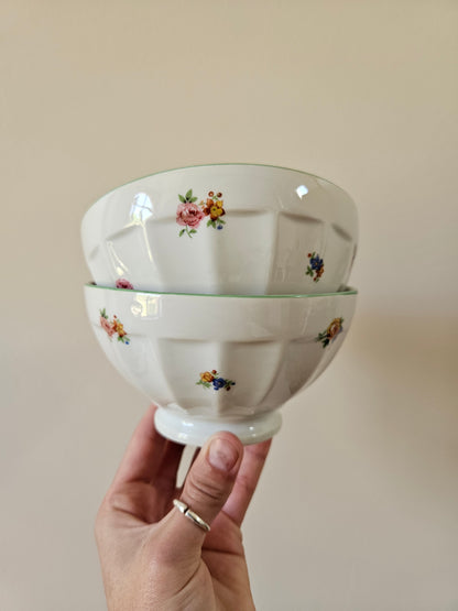 Bol à facettes vintage porcelaine fleurie