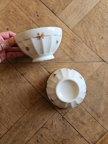 Bol à facettes vintage porcelaine fleurie