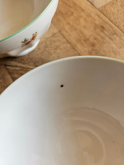Bol à facettes vintage porcelaine fleurie