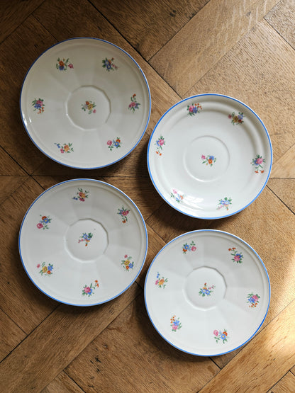 4 grandes tasses vintage porcelaine fleurie