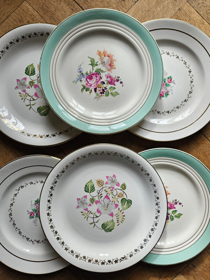 Assiettes plates dépareillées "Beaugency"