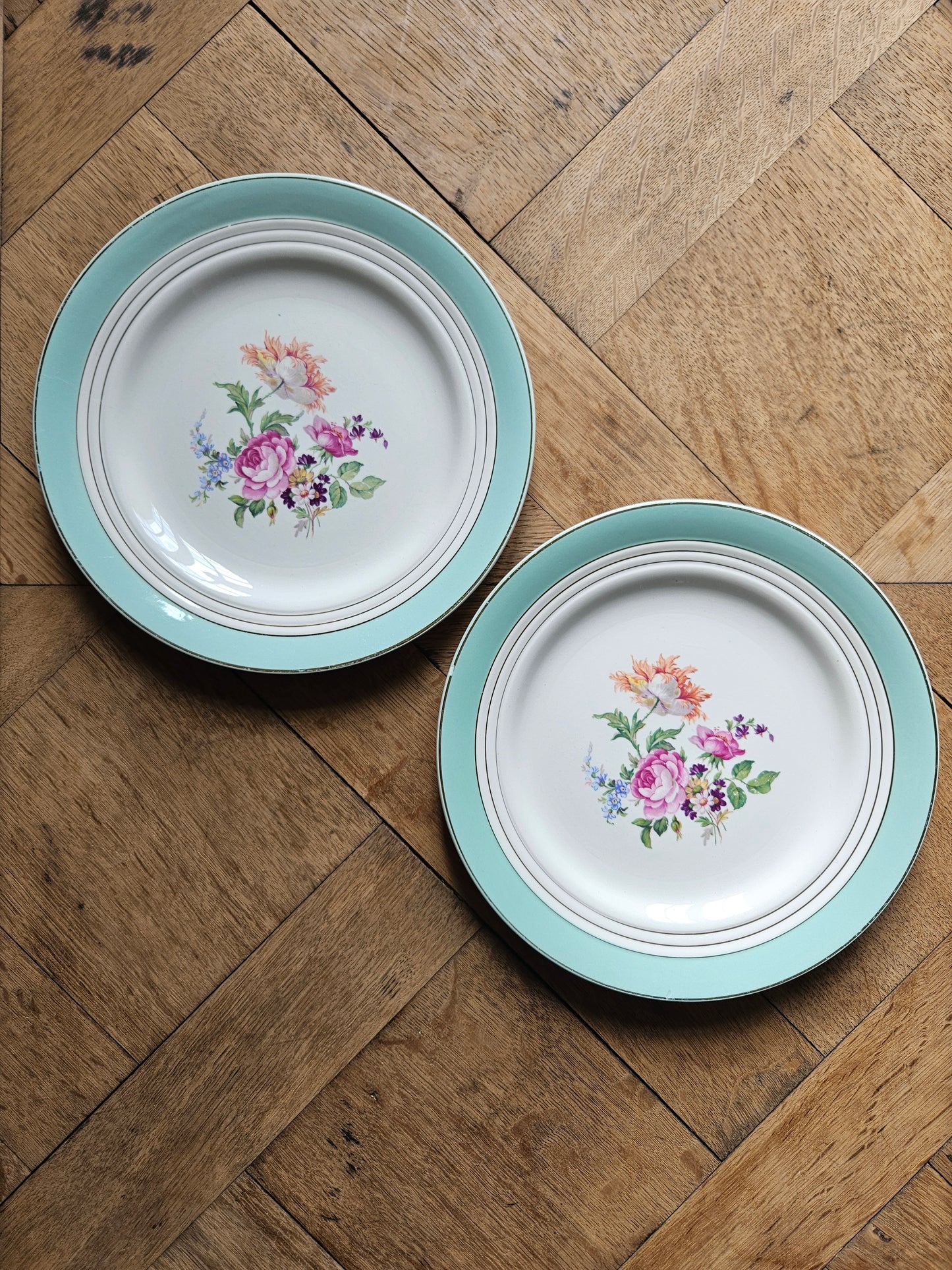 Assiettes plates dépareillées "Beaugency"