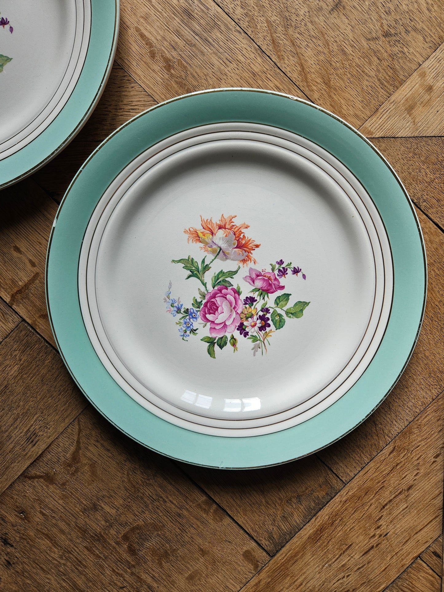 Assiettes plates dépareillées "Beaugency"