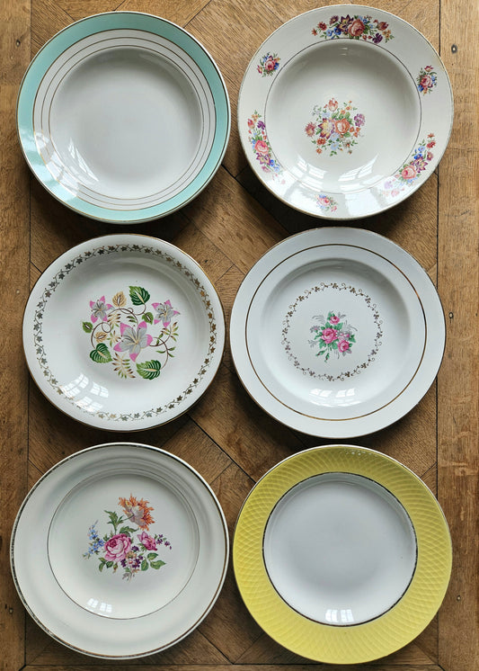 Assiettes creuses vintage 100% dépareillées
