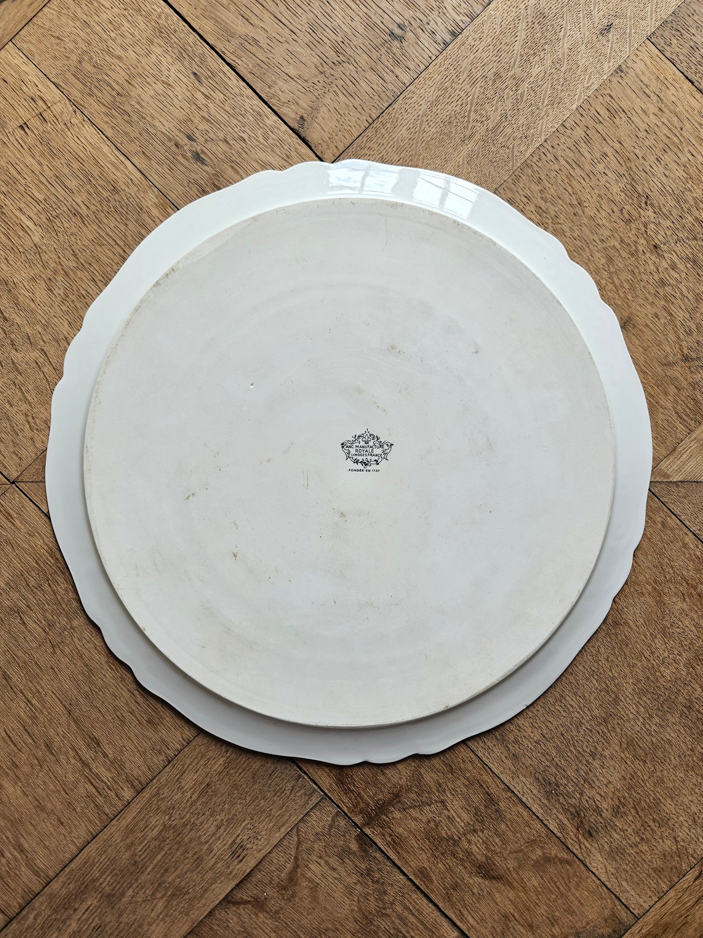 Plat à tarte Limoges, myosotis