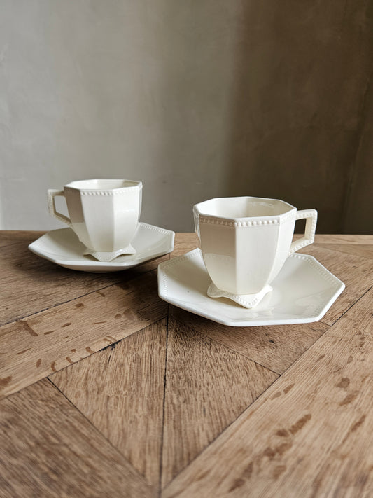 Tasses Sarreguemines octogonales perlées #2