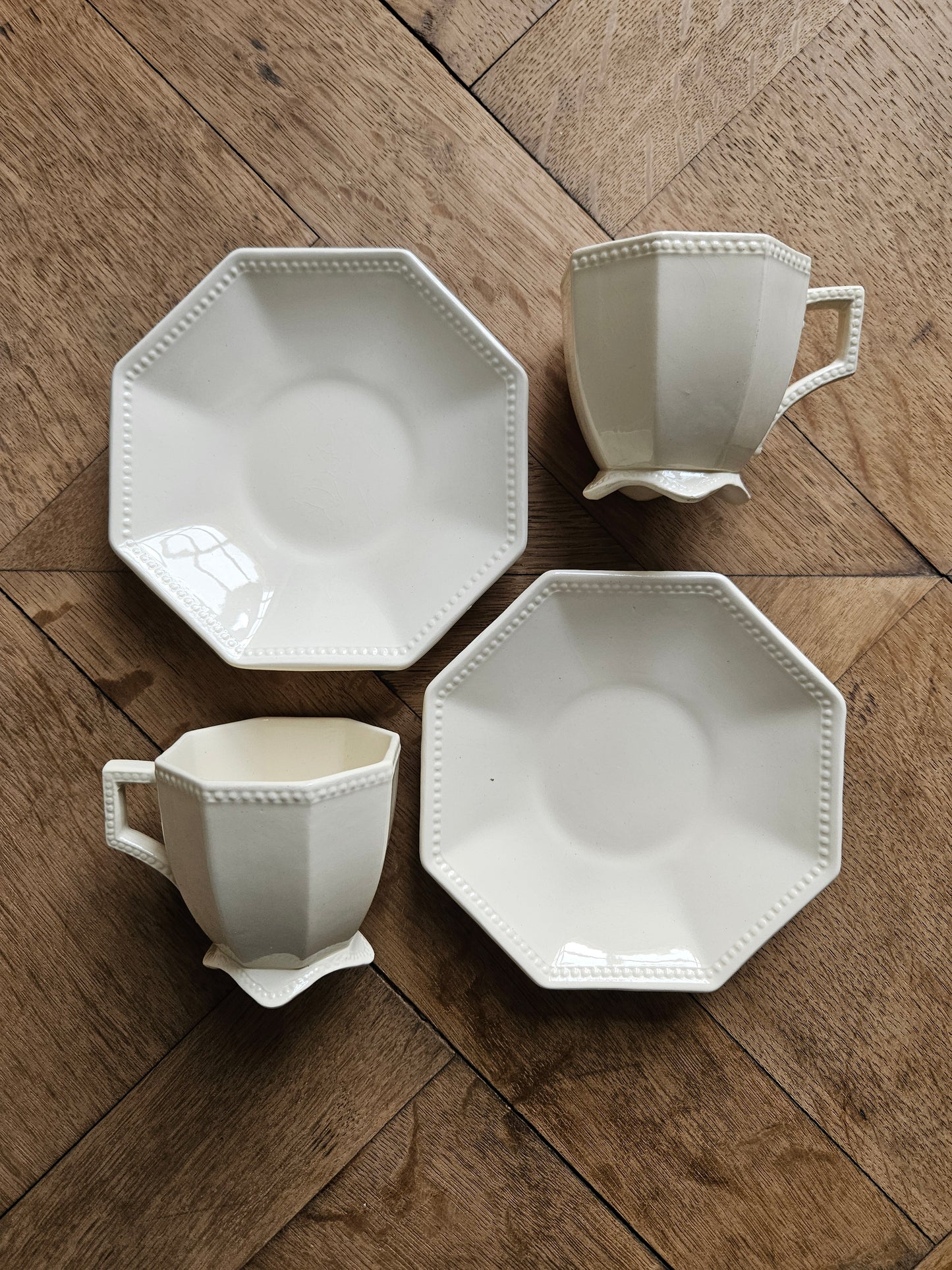 Tasses Sarreguemines octogonales perlées #2