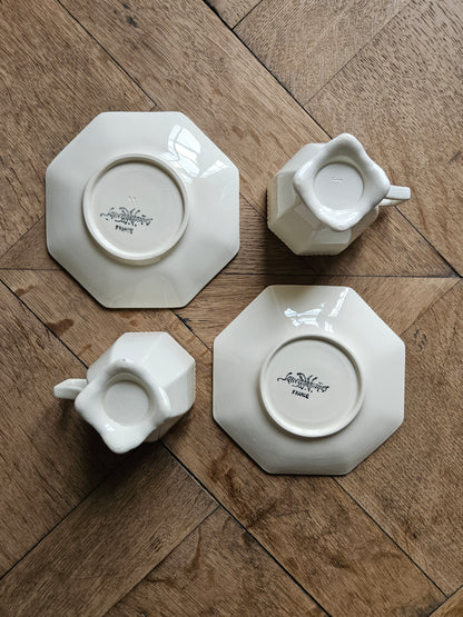 Tasses Sarreguemines octogonales perlées #1