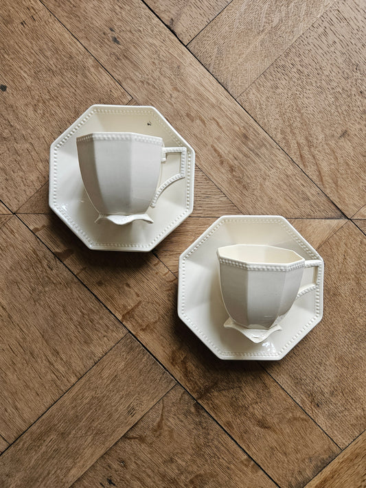 Tasses Sarreguemines octogonales perlées #3