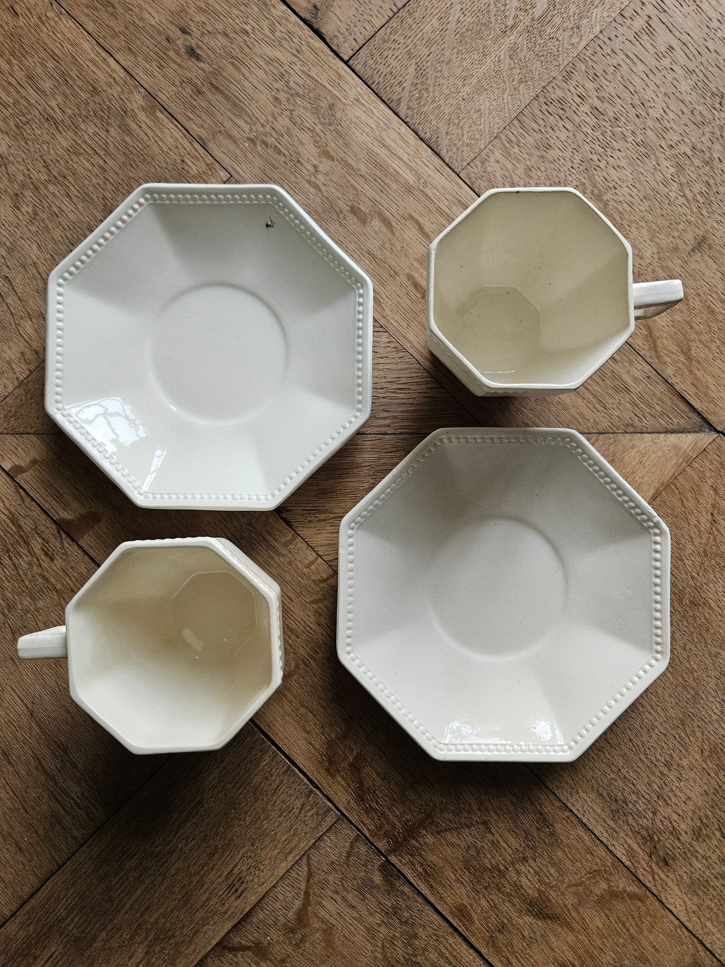 Tasses Sarreguemines octogonales perlées #3