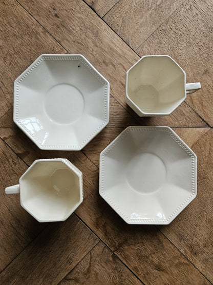 Tasses Sarreguemines octogonales perlées #3