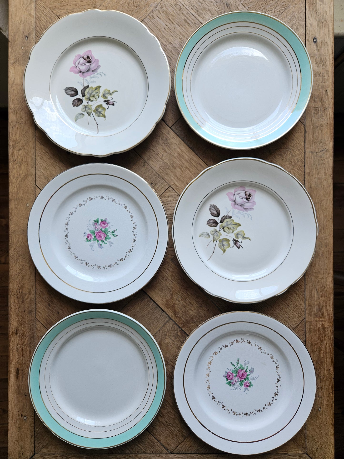 Assiettes plates dépareillées "Perigord"