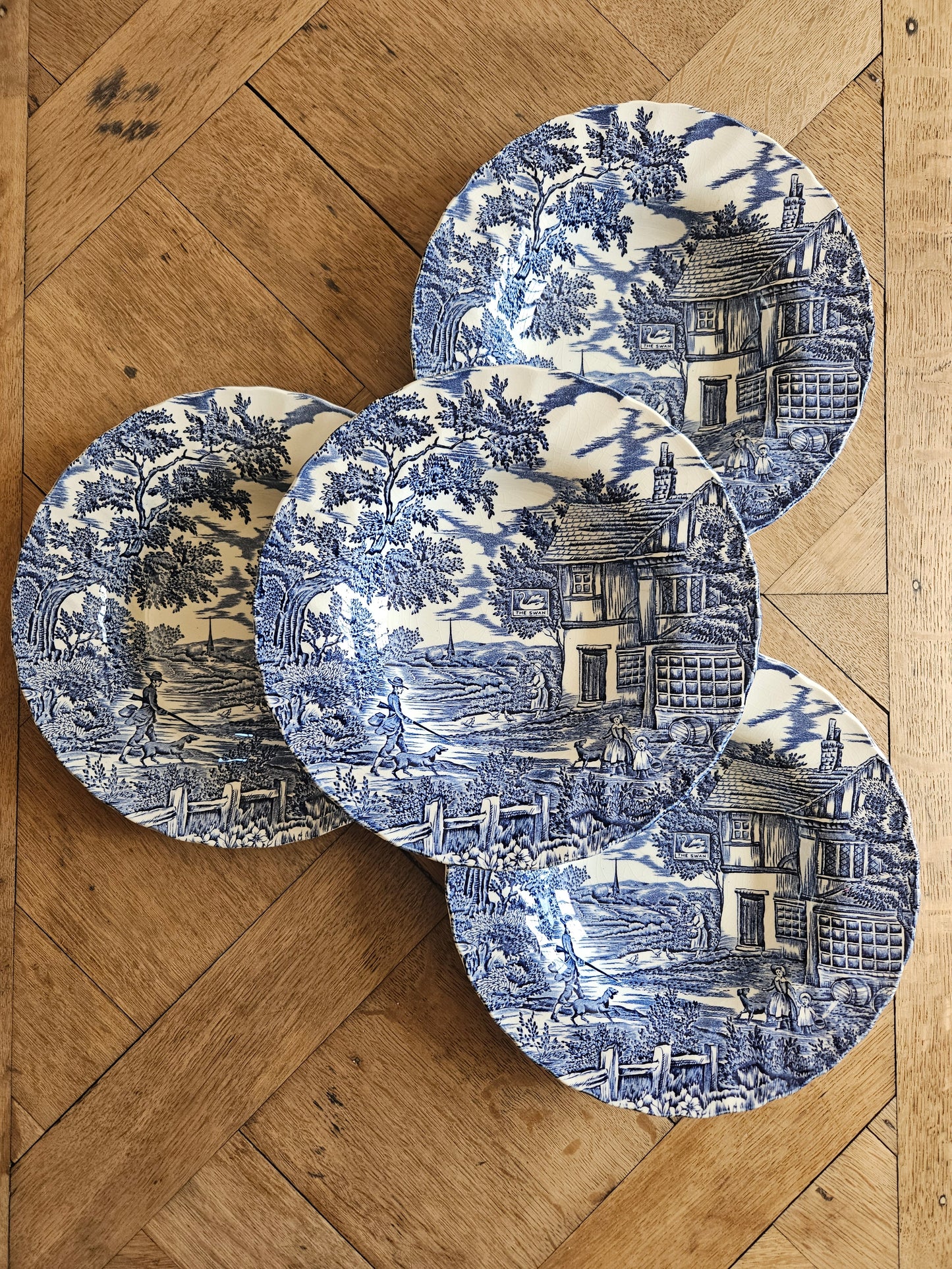 Assiettes creuses Myott, bleues