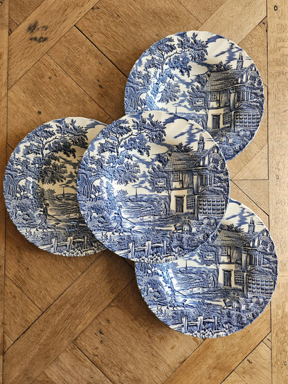 Assiettes creuses Myott, bleues