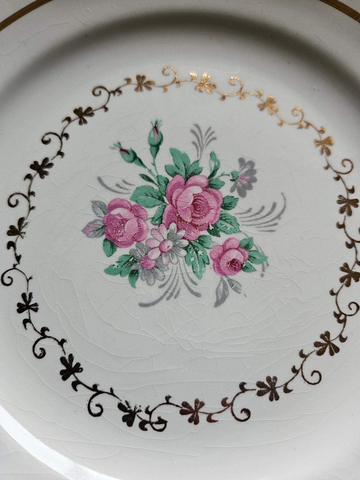 Assiettes à dessert LAmandinoise, bouquets de roses