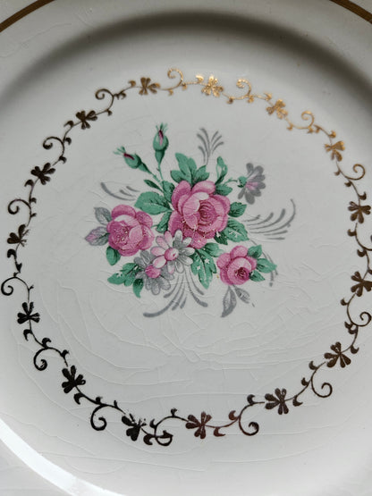 Assiettes à dessert LAmandinoise, bouquets de roses