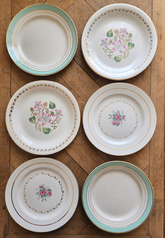 Assiettes plates dépareillées "Margaret"