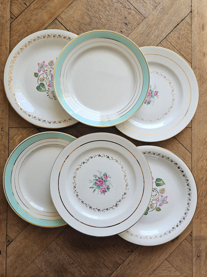 Assiettes plates dépareillées "Margaret"