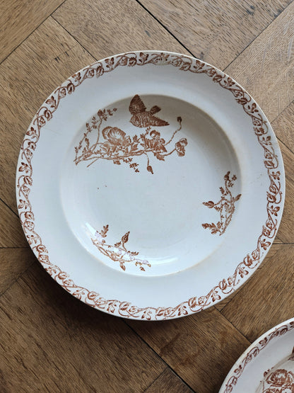 Assiettes creuses terre de fer, coquelicots