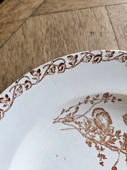 Assiettes creuses terre de fer, coquelicots