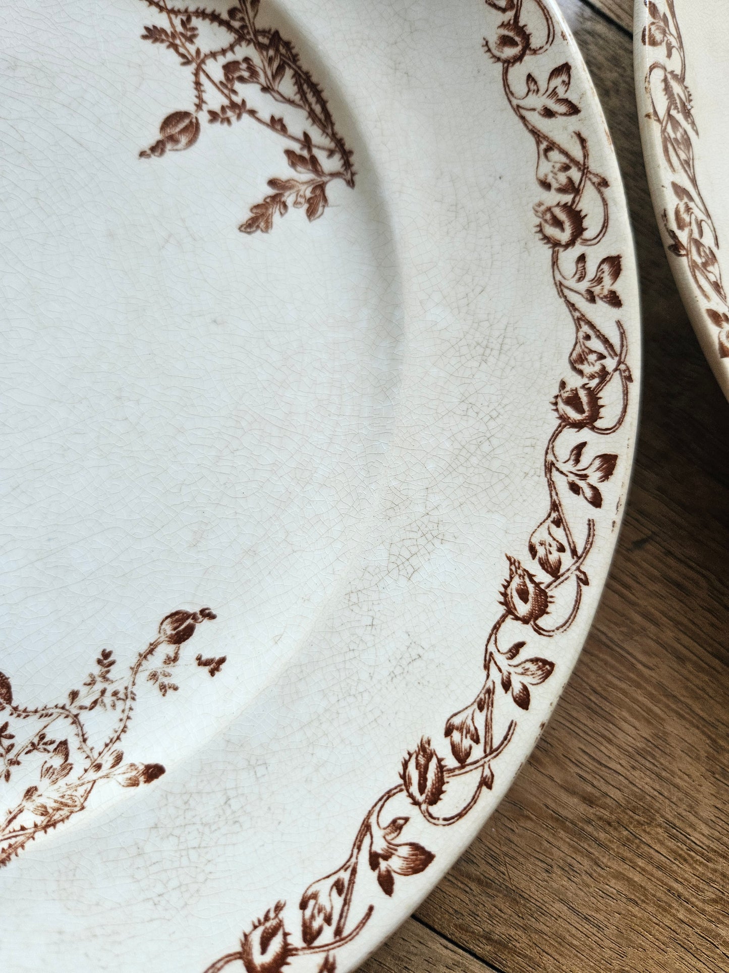 Assiettes plates terre de fer, coquelicots