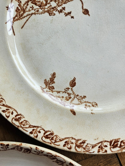 Assiettes plates terre de fer, coquelicots