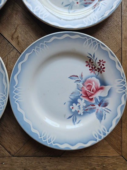 Assiettes plates rétro Digoin, Olga