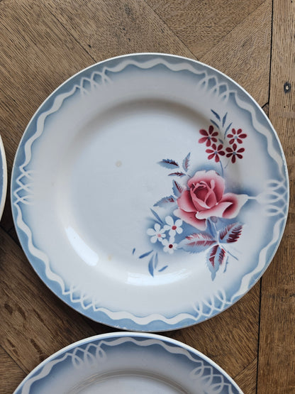 Assiettes plates rétro Digoin, Olga