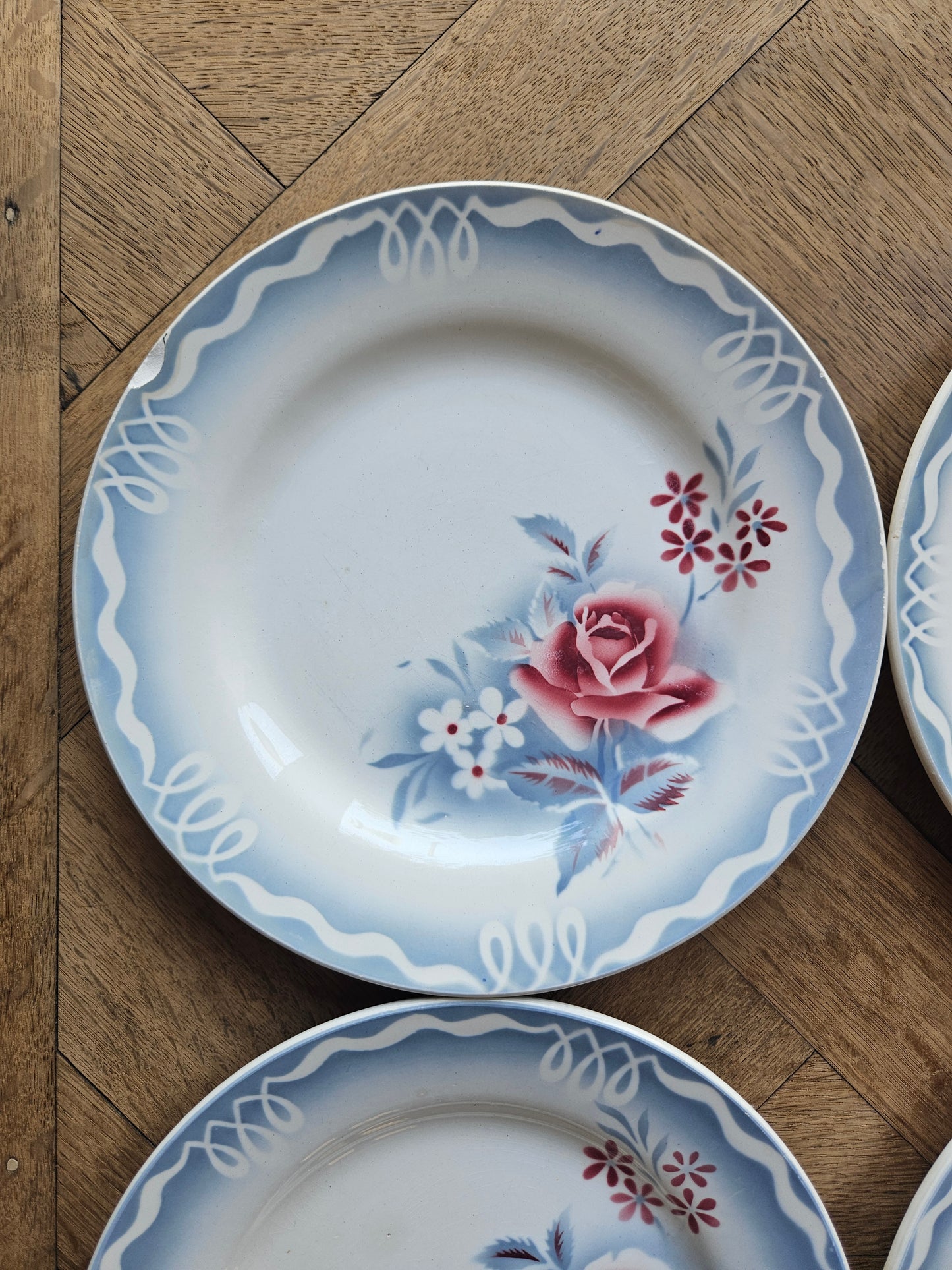 Assiettes plates rétro Digoin, Olga